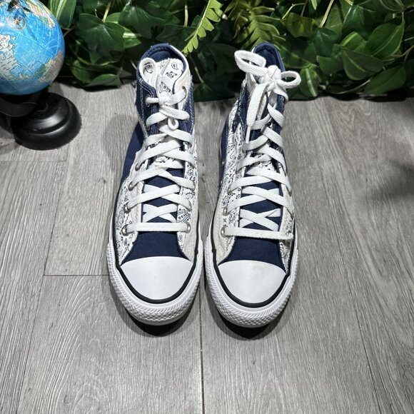New Converse All-Star High Tops Blue Patchwork Paisley Size M 5.5 W 7.5 173195f - Picture 2 of 9